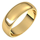 14K Solid Gold Half Round Band